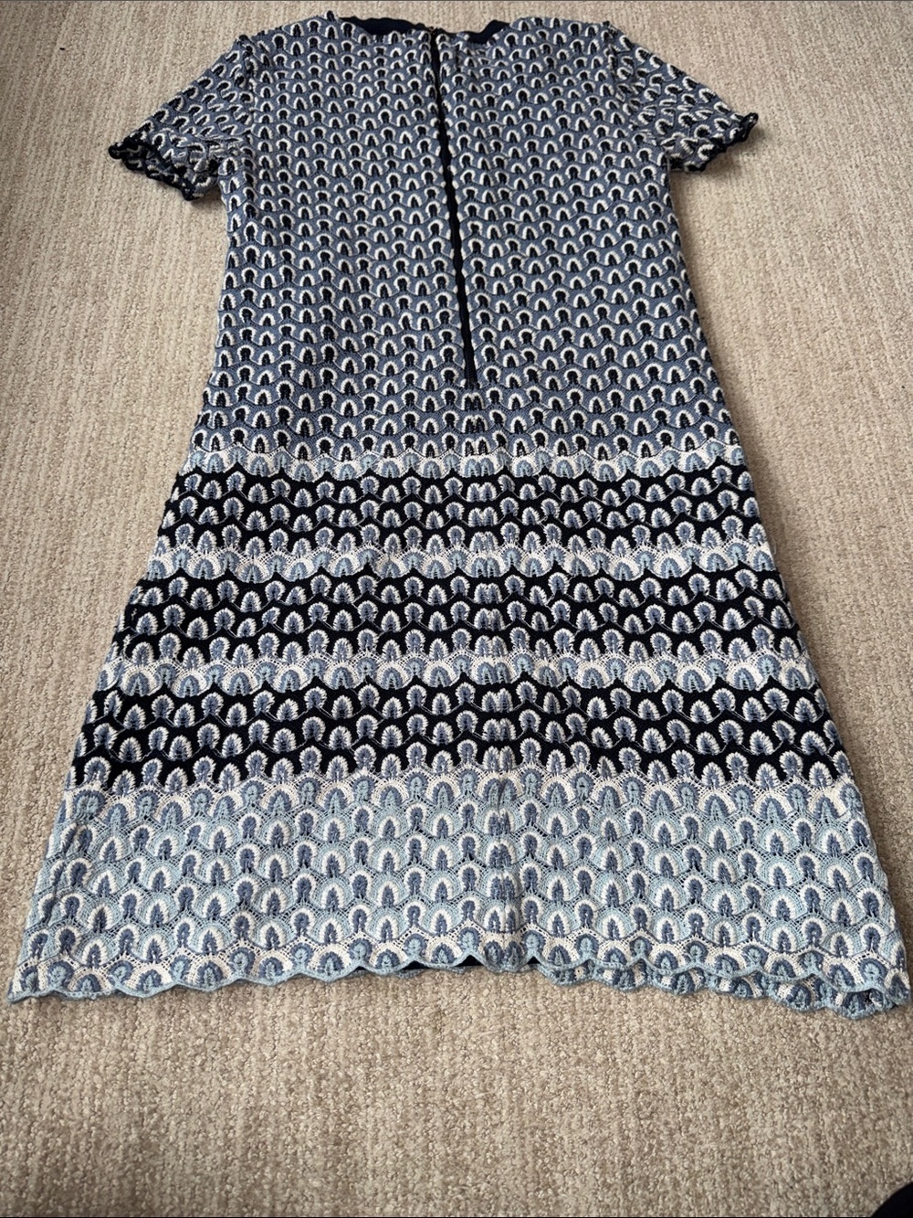 Tory Burch Beverly Dress Women XS Blue Feather Crochet Cotton Lined Mini - Picture 10 of 13